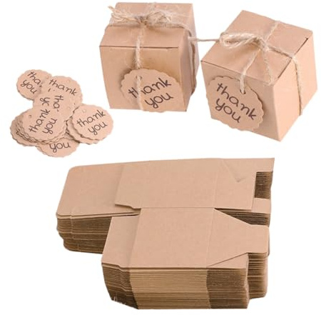 Didiseaon 50 Juegos Caja De Dulces De Papel Kraft Contenedor De De Papel Bolsas De Embalaje De Sacos De Almacenamiento Suministros Para Festivales Recuerdos De Fiesta