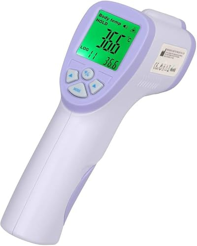 Hello Momo Termometro Febbre Infrarossi Termometro Digitale per la Fronte con Allarme Febbre Termometro Neonato Senza Contatto, Lettura Istantanea, Richiamo Della Memoria, Interruttore °C/°F