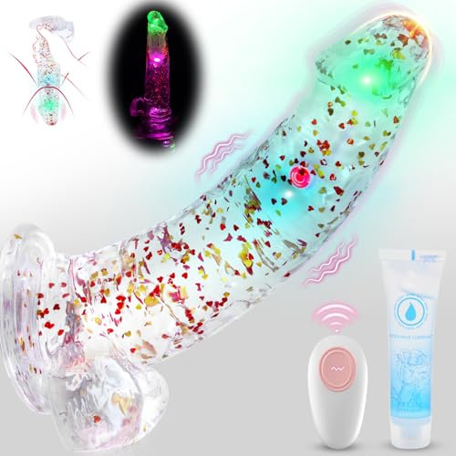 Vibrating Realistic Dildo Sex Toys - Colorful Clear Anal Dildos with 7 Strong Modes 8.5 Silicone Dildo Realistic Vibrators for Anal & Vagina Stimulation Fantasy DildoAdult Sex Toys for Men and Women