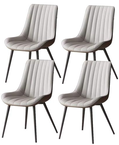 Moderne Esszimmerstühle aus Mikrofaser-Leder, 4er-Set, mit stabilen Beinen aus Karbonstahl, für Küche, Wohnzimmer und Theke, bequeme Loungesessel für Haushalt, Schreibtisch oder Esszimmer