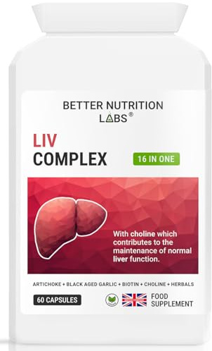 Liv Support Complex - 16-in-1 Herbal Formula with Artichoke, Black Aged Garlic, Biotin & Choline for Liver Function - 60 Easy-to-Swallow Vegan Capsules - Better Nutrition Labs