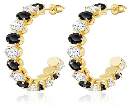 Linawe Creolen Ohrringe Edelstahl Damen, Statement Ohringe Jewelry, Hypoallergene Große Modeschmuck Ohrschmuck, Erhältlich in Gold und Silber