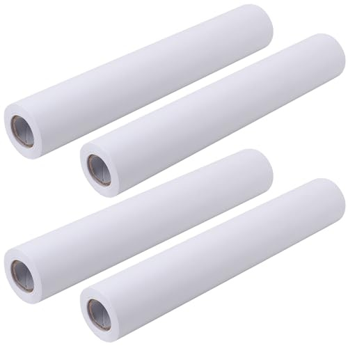 4 Stück Zeichenpapier Rolle 30 cm x 15 m, Papierrolle 70g/m² | Weiße Malpapier Rolle Staffelei Papierrolle Malen, Skizzierpapierrolle für Staffelei, Schreiben, Weiß