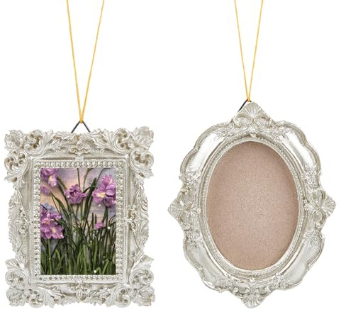 SOFPLATE 1 Box Vintage Resin Picture Frame Mini Antique Photo Frames Bulk Silver European Embossed Glossy Oval Rectangular Jewellery Display Frame for Wall Hanging Party Gift Favor Holiday Hotel Decor