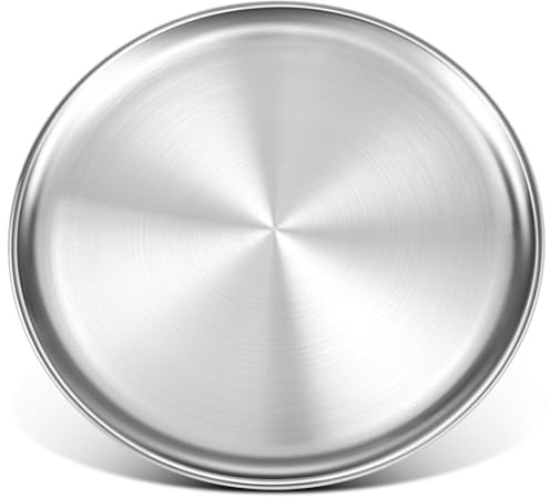 Yuiicaov Stainless Steel Pizza Pan 16 inch, Pizza Pan for Oven, Steel Pizza Tray, Thick Round Pizza Plate Pizza Baking Sheet, Easy Clean & Dishwasher Safe, Set of 1