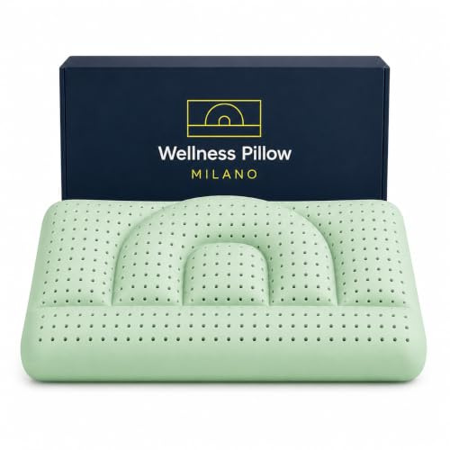 Wellness Pillow Milano Cuscino Medico Cervicale in Aloe Vera, Basso - 12 cm, Due Altezze Disponibili, Made in Italy, Ortopedico Allevia Dolori, Antiacaro, Anallergico, Fresco