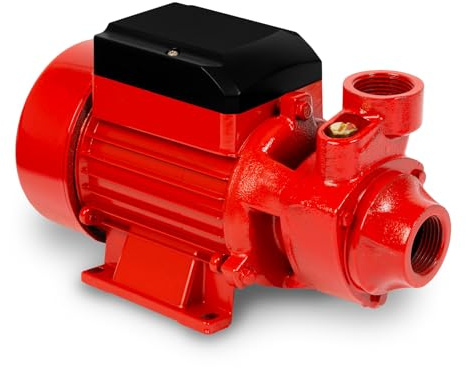 EBERTH Vattenpump, trädgårdspump, centrifugalpump, sugpump, 1 tums anslutning, 750 watt effekt, 8m sughöjd, 50m leveranshöjd, 2400 L/h leveranshastighet, självsugande, elektrisk 230V för klart vatten