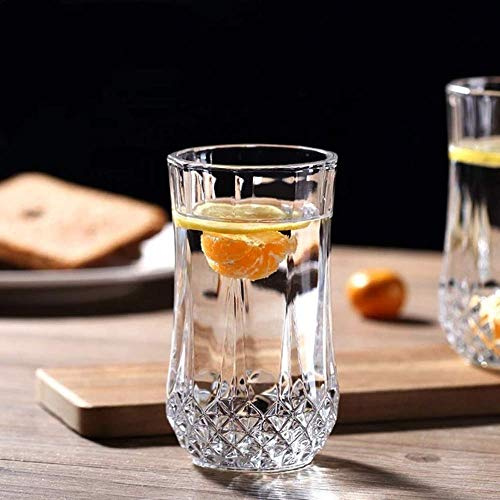 Italian Premium Water and Juice Glasses Set of 6, Crystal Stylish Highball Glasses for Drinking Water, Juice and Cocktails | 250ML| Transparent