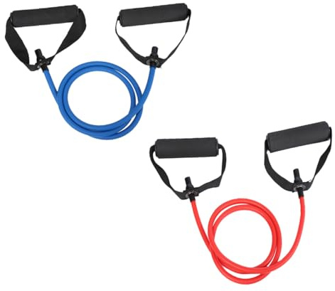 Mikinona 2 Pièces Bandes Élastiques de Fitness Extensibles avec Poignées Confortables pour Yoga Pilates et Renforcement Musculaire Plein Air Rouge Bleu