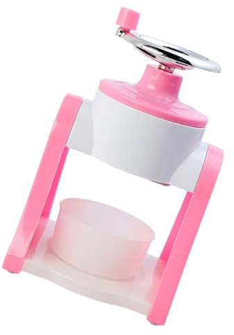 Ipetboom Manueller Haushalts Eiscrusher aus Edelstahl Kompakter Eiszerkleinerer mit Handkurbel Rosa für Kühle Sommerdesserts