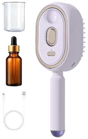 Spazzola per lisciare i capelli a vapore - Pettine districante in ABS | Vaporizzatore ricaricabile con olio e misurino, per lisciare a casa i ricci, i capelli lisci e ondulati, per le donne e le Ragãz