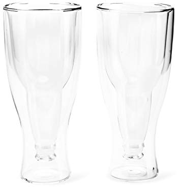 Balvi Vaso Cerveza Gravity Set de 2 Vasos de 400 ml Doble Pared Mantiene el Frio Forma de Botella del