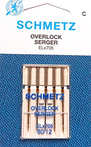 ELx705 Overlock Serger Sewing Machine Needles by Schmetz, Size: 80/12