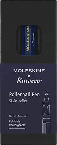 Moleskine x Kaweco, Penna Roller Ricaricabile in Plastica ABS, per Scrivere e Prendere Appunti, Ricaricabile con 0,7 mm di Inchiostro Nero Incluso, Colore Blu