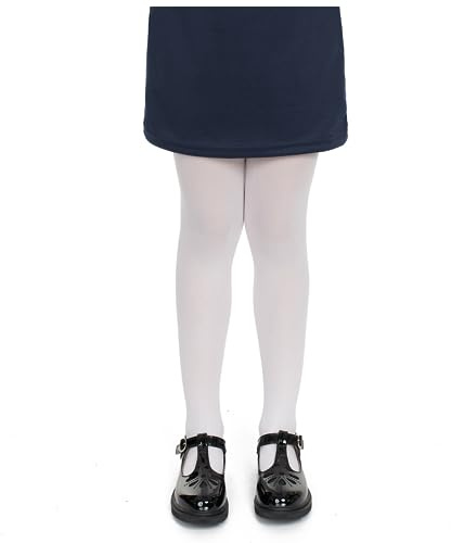 hi!Mom Girls Strong Footed Soft Ballet Tights School Uniform Dancing Sport White 5/6Y