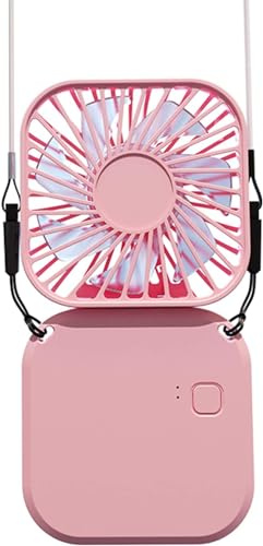 Fusar 2024 New Folding Neck Fan - Mini Hands Free USB Rechargeable Personal 3-Speed Portable Device with Power-Bank for Outdoor Travel (Pink)