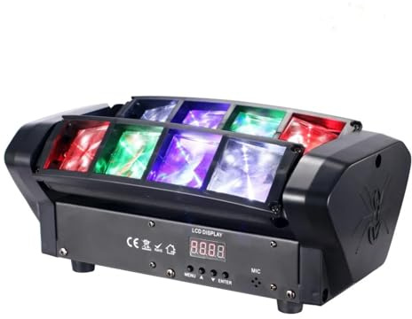 Lumières LED Par pour DJ Lumière principale mobile d'araignée 8x5W LED s allume des lumières de DJ de faisceau, lumières d'étape 40W RGBW Activation sonore de lumière stroboscopique, contrôle de DMX-5