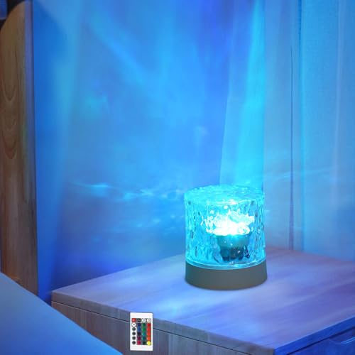 JININQ RGB Colors Changing lamp,Ocean Wave Projector Lamp,16 Colors Changing Show Northern Lights Projector,Wave Night Light,Underwater Effect Led Light for Room Bedroom Decor