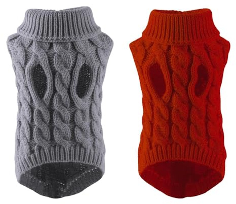 CVFRTT Lot de 2 pulls pour chien chauds pour chiens - Polaire marron - Mélange de polyester - Imperméable - Tailles adultes - Vêtements d'automne et d'hiver pour animaux de compagnie