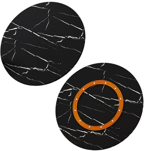 QTWLG 80cm Lazy Susan Plateau Tournant en Bois pour Table 100cm Grand Plateau Rotatif De Salle À Manger À Domicile 60cm 90cm Rond Plateau De Service 45cm 55cm 75cm(Black Marble,55cm/22in)