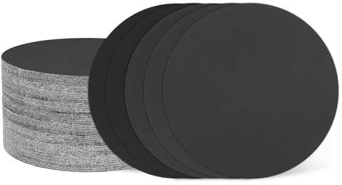 sourcing map 50Pcs 150mm Sanding Disc Hook & Loop Black Silicon Carbide | 320/400/600/800/1000 Grit Sandpaper Random Orbital Sander Pads for Woodworking Automotive Metal Polishing