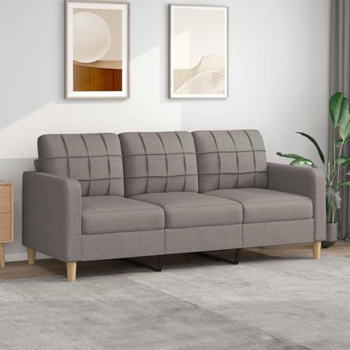 ACAGALA Divano 3 posti, comodo divano in tessuto, mini divano in legno + telaio in metallo, moderno divano piccolo per soggiorno, camera da letto, home cinema, camera degli ospiti, colore: tortora