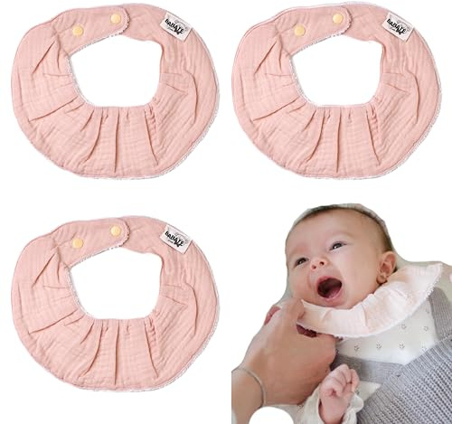 BABATÉ Kids - Pack 3 Baberos secababitas, Salvababas, Bandanas bebe, Baberos recien nacido, Babero babas algodón (Pack 3 Monocolor Rosa)