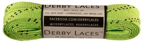 Lime Green 72 Inch Waxed Skate Lace - Derby Laces for Roller Derby, Hockey and Ice Skates, and Boots by Derby Laces