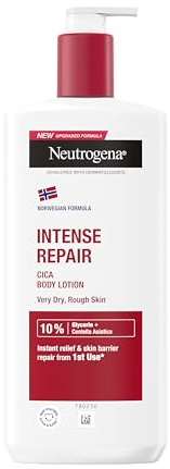Neutrogena Norwegian Formula Intense Repair CICA body lotion 400 ml | Återfuktande 4-i-1 kräm, 72 h effekt, snabbabsorberande och reparerande hudkräm, med centella asiatica, för torr hud