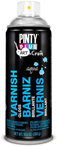 PINTY PLUS ART & CRAFT 175 Barniz Spray 520cc Brillo Agua, Único, Estándar