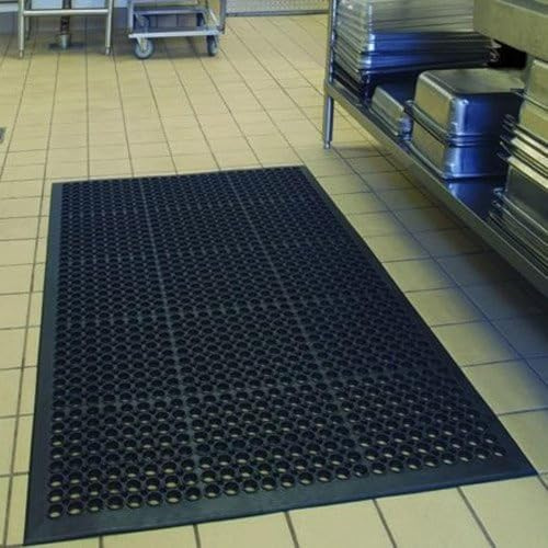 SallyMall Gummi-Fußmatten für Küche, kommerzielle Anti-Ermüdungserscheinungen, für Restaurant, Bar, Bodenmatte, strapazierfähige Drainagematte für Garage, Garten, schwarz, 91,4 x 152,4 cm
