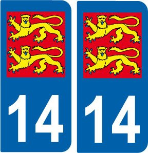 Safimes Nummernschild-Aufkleber, französisches Departement 14 Normandie Calvados