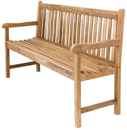 Mojawo Luxus Gartenbank aus Teakholz Teakholzbank aus nachhaltig bewirtschafteten Plantagenbau 150x90x65cm mit Edelstahlschrauben und Beschlägen