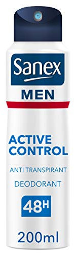 SANEX - Spray Déodorant Anti-Transpirant Men Dermo Active Control - Déodorant pour Homme à la Pierre d'Alun - Efficacité 48 h - Sans Alcool - 200 ml