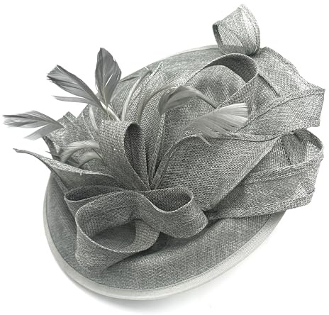 Caprilite silver grå mix färg Sinamay stor skiva tefat fascinator hatt för kvinnor bröllop pannband