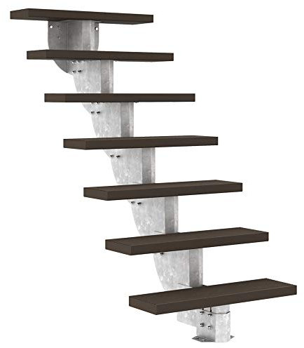 Außentreppe DOLLE Gardenstep mit 7 Stufen (Geschosshöhe: 129,5-157,5 cm) │ 80 cm Stufenbreite │ Stufenauflage Trimax® Dunkelbraun │ ohne Steiggeländer