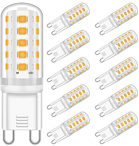 YUIIP Lampadina LED G9 Dimmerabile 5W, Luce Calda 2700K, Sostituisce Alogene 33W 40W 50W, 400LM, Attacco G9, AC 220-240V, Risparmio Energetico e Lunga Durata, Confezione da 10 Pezzi