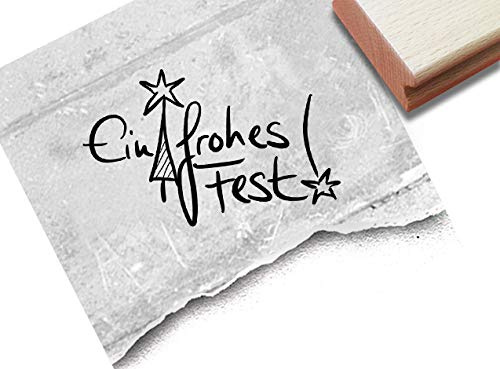Stempel Weihnachtsstempel Ein frohes Fest! Handschrift - Textstempel Weihnachten Karten Geschenkanhänger Basteln Weihnachtsdeko - zAcheR-fineT