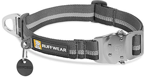 RUFFWEAR Top Rope Hundehalsband, Reflektierendes Halsband mit Metallschnalle für den Täglichen Gebrauch, Granitgrau, 51–66 cm