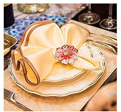 Anloo Gold Silber Serviettenringe Schnallen, 12 Stück Metall Rose Blume Serviette Schnallen für Hochzeitsfeier Abendessen Jubiläum Tischdekoration