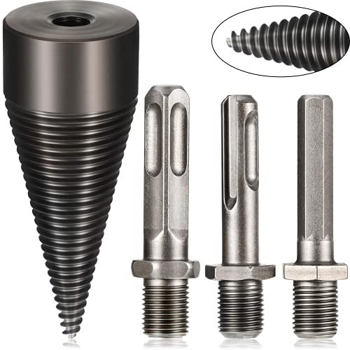 Shank Firewood Drill Bit, Wood Splitter Drill Bit, 4Pcs Removable Splitter/Drill bit, Hex+Square+Round (43nm)