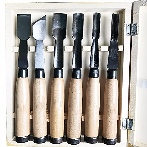6 pezzi strumenti per intaglio del legno a mano scalpello set di utensili per scalpelli, come mostrato