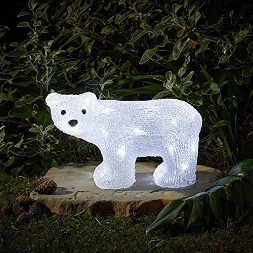 Marco Paul Large 32cm LED Polar Bear Christmas Decoration Battery Operated Light Up Ornament with Auto Timer Indoor Outdoor Seasonal Holiday Home Décor