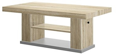 designimpex Design Couchtisch HN-777 Sonoma Eiche - Grau höhenverstellbar ausziehbar Tisch Esstisch