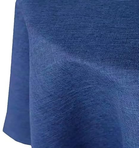 Tischdecke | Blau - Rund - 160cm | Gartentischdecke | Outdoor-Decke | Lotus-Effekt | Leinen-Optik | Schmutzabweisend