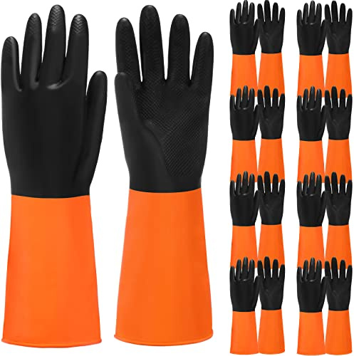 Potchen 8 Pairs Chemical Resistant Gloves Heavy Duty Industrial Rubber Gloves Waterproof Non Slip Reusable Protective Work for Household Industrial Chemical