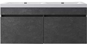 maimai Mobile Bagno Sospeso 120x48x55cm, Mobile da Bagno con Lavabo Doppio Grigio