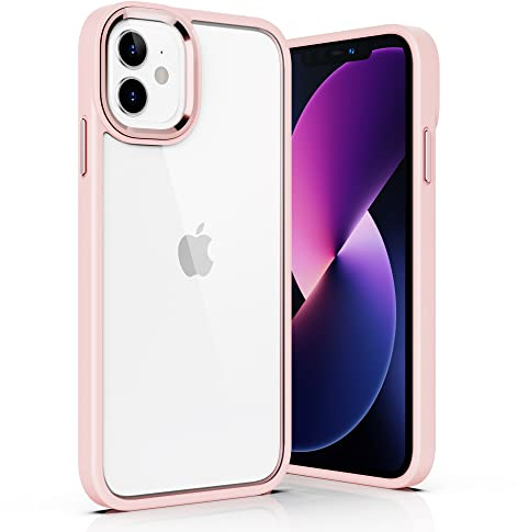ULAK för iPhone 11 fodral klart, [anti-gul] slitstarkt skydd transparent stötsäkert robust skydd mjuk TPU hård stötfångare säkert grepp skyddande ljusskydd för iPhone 11 6.1 – rosa