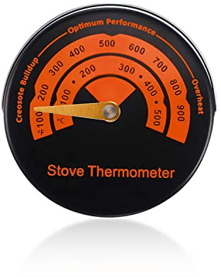 1 pieza de termómetro de estufa magnético, termómetro de chimenea, termómetro de horno, termómetro de horno, termómetro de quemador redondo, adecuado para barbacoa y fuego asado.