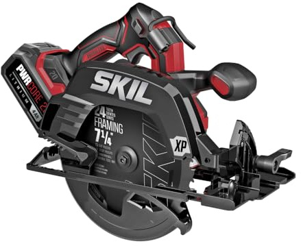 SKIL PWR CORE 20 Brushless 20V 7-1/4 5300 RPM, Circular Saw Kit Including 4.0Ah Lithium Battery and Quick Charger-CR5440B-10